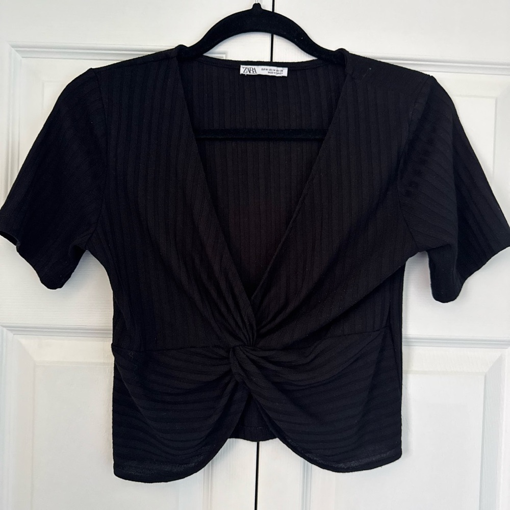 Zara Black Twist Front Top